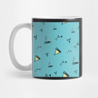Doodle Triangles on a blue background Mug